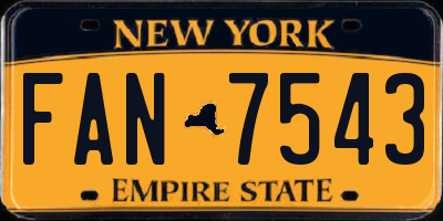 NY license plate FAN7543