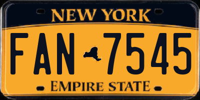 NY license plate FAN7545