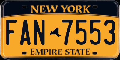NY license plate FAN7553