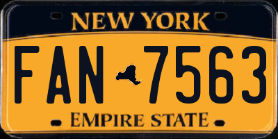 NY license plate FAN7563