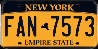 NY license plate FAN7573