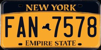 NY license plate FAN7578