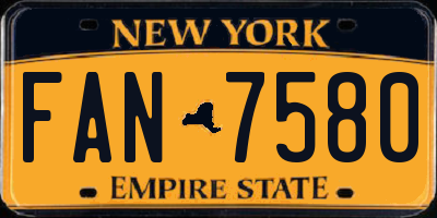 NY license plate FAN7580