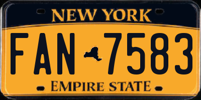 NY license plate FAN7583
