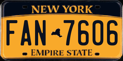 NY license plate FAN7606