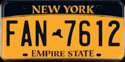 NY license plate FAN7612