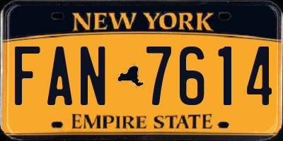 NY license plate FAN7614