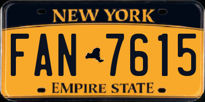 NY license plate FAN7615