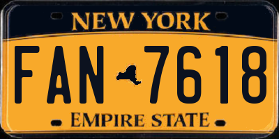 NY license plate FAN7618