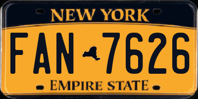 NY license plate FAN7626
