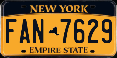 NY license plate FAN7629