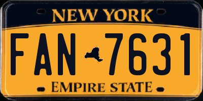 NY license plate FAN7631