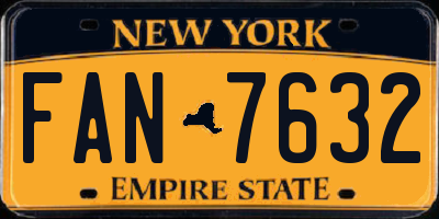NY license plate FAN7632