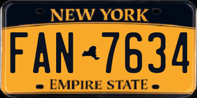 NY license plate FAN7634