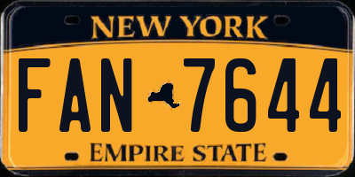 NY license plate FAN7644