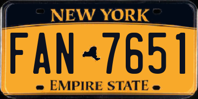 NY license plate FAN7651