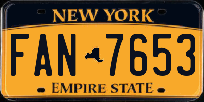 NY license plate FAN7653