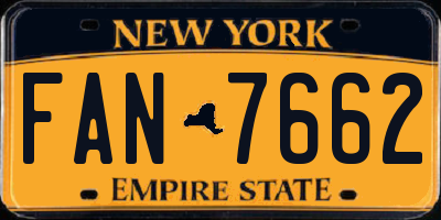 NY license plate FAN7662
