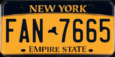 NY license plate FAN7665