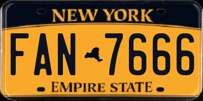 NY license plate FAN7666