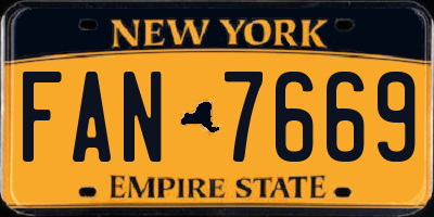 NY license plate FAN7669