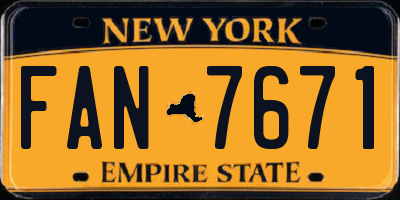 NY license plate FAN7671