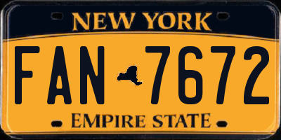 NY license plate FAN7672