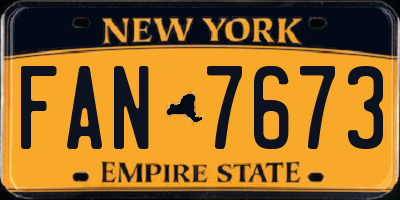NY license plate FAN7673