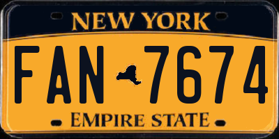 NY license plate FAN7674