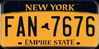 NY license plate FAN7676
