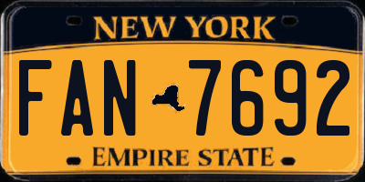 NY license plate FAN7692