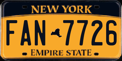 NY license plate FAN7726