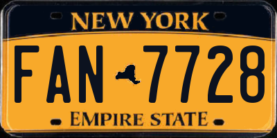 NY license plate FAN7728