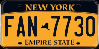 NY license plate FAN7730