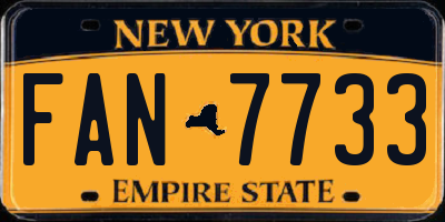 NY license plate FAN7733