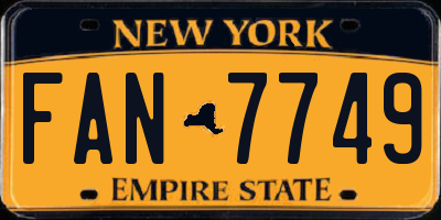 NY license plate FAN7749