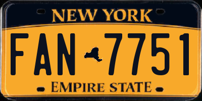 NY license plate FAN7751