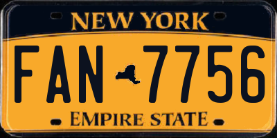NY license plate FAN7756