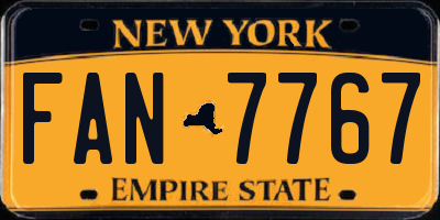 NY license plate FAN7767