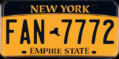 NY license plate FAN7772