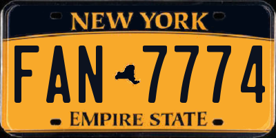 NY license plate FAN7774