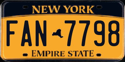 NY license plate FAN7798