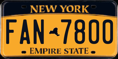 NY license plate FAN7800