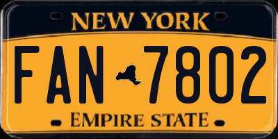 NY license plate FAN7802