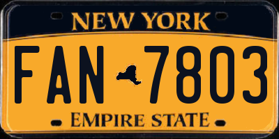 NY license plate FAN7803