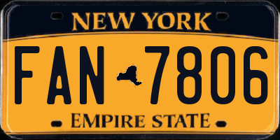 NY license plate FAN7806