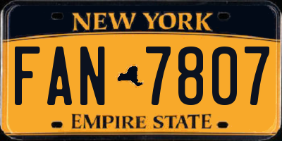NY license plate FAN7807
