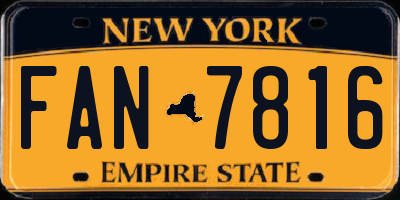 NY license plate FAN7816