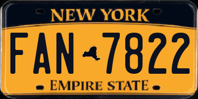NY license plate FAN7822