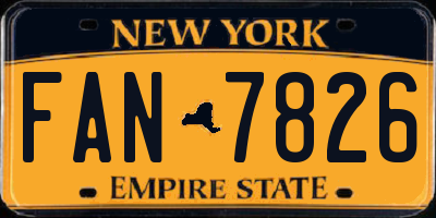 NY license plate FAN7826